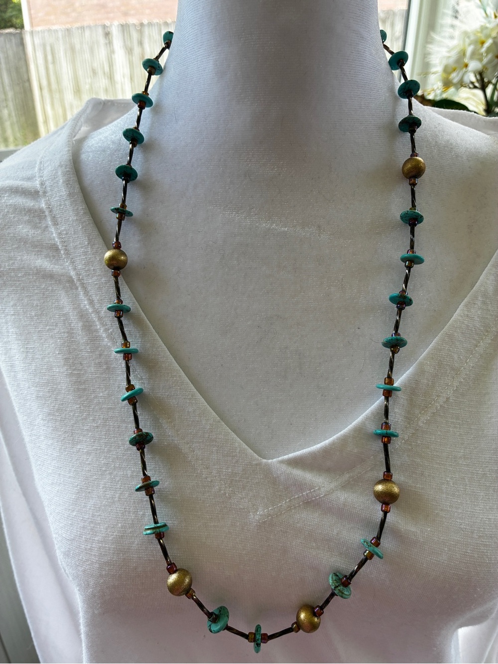 Artisan Turquoise Bead Long Necklace by Nordstrom